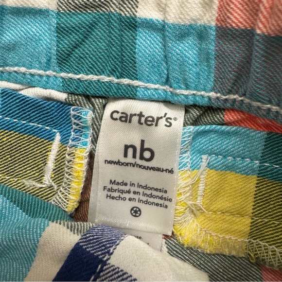 Gerber Carter’s Baby Boy Set 3PC Outfit Bundle Onesie Plaid Shorts NB Newborn - Picture 5 of 5